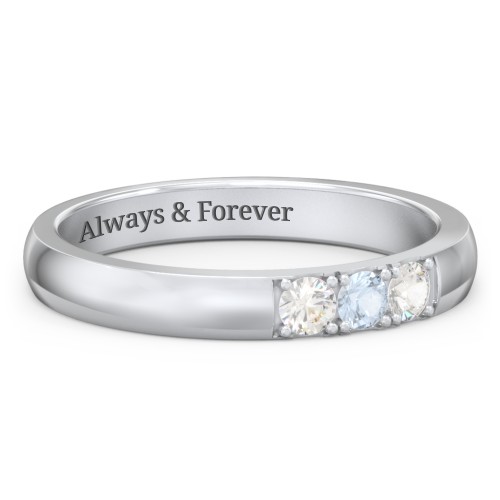 3 - 11 Gemstone Affinity Ring – Sterling Silver with Cubic Zirconia and Aquamarine