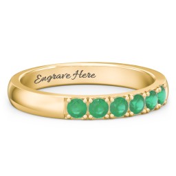 3 - 11 Gemstone Affinity Ring in 10K Solid Yellow Gold with Emerald