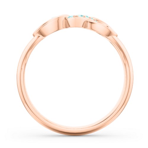 Triple Heart Infinity Ring – 10K Rose Gold with Mint Premium Zirconia