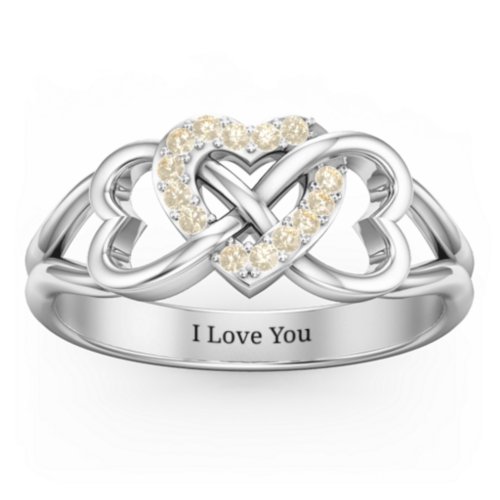 Triple Heart Infinity Ring