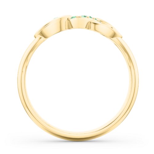 Triple Heart Infinity Ring – 18K Gold Plated Silver with Green Premium Zirconia