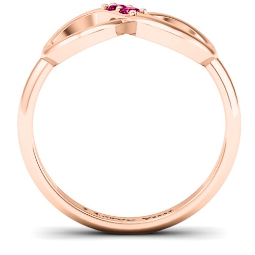 "Twosome" Infinity Ring – 10K Rose Gold with Ruby