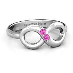 "Twosome" Infinity Ring in 925 Sterling Silver with Pink Tourmaline