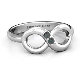 "Twosome" Infinity Ring in 925 Sterling Silver with Alexandrite