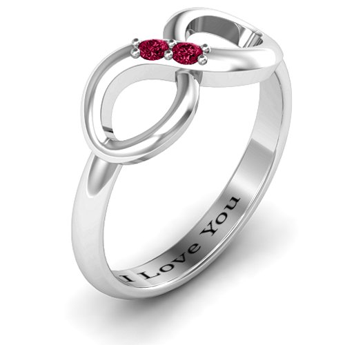 "Twosome" Infinity Ring – Sterling Silver with Ruby