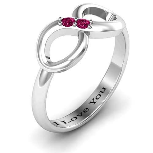 "Twosome" Infinity Ring – Sterling Silver with Ruby