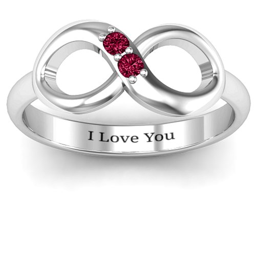 "Twosome" Infinity Ring – Sterling Silver with Ruby