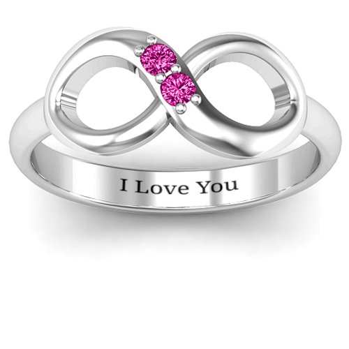 "Twosome" Infinity Ring – Sterling Silver with Pink Tourmaline