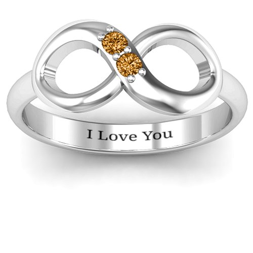 "Twosome" Infinity Ring – Sterling Silver with Citrine