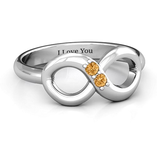 "Twosome" Infinity Ring – Sterling Silver with Citrine