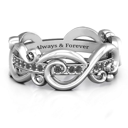Imperative Love Infinity Ring – Sterling Silver with Black Premium Zirconia