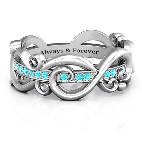Imperative Love Infinity Ring – Sterling Silver with Mint Premium Zirconia
