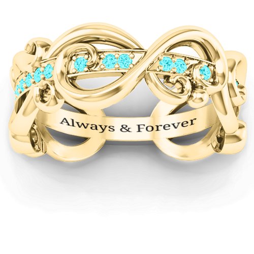 Imperative Love Infinity Ring – 10K Yellow Gold with Mint Premium Zirconia