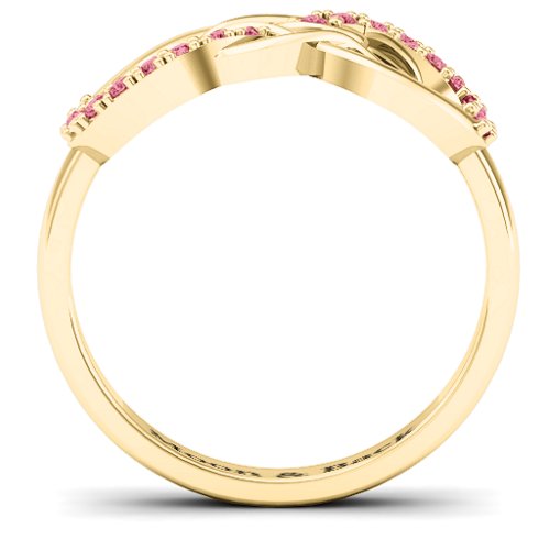 Everlasting Infinity Ring with Gemstones – 10K Yellow Gold with Red Premium Zirconia