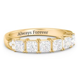 Classic 2-7 Princess Cut Ring with Accents in 10K Solid Yellow Gold with Cubic Zirconia