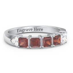 Classic 2-7 Princess Cut Ring with Accents in 925 Sterling Silver