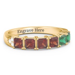 Classic 2-7 Princess Cut Ring with Accents in 10K Solid Yellow Gold