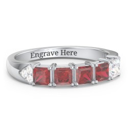 Classic 2-7 Princess Cut Ring with Accents in 925 Sterling Silver