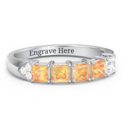 Classic 2-7 Princess Cut Ring with Accents in 925 Sterling Silver