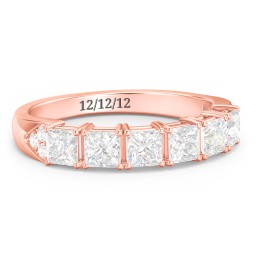 Classic 2-7 Princess Cut Ring with Accents in 10K Solid Rose Gold with Cubic Zirconia