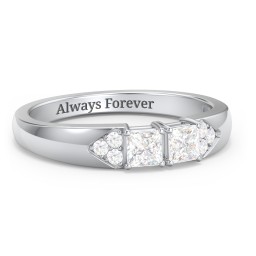 Classic 2-7 Princess Cut Ring with Accents in 925 Sterling Silver with Cubic Zirconia