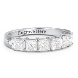 Classic 2-7 Princess Cut Ring with Accents in 925 Sterling Silver with Cubic Zirconia