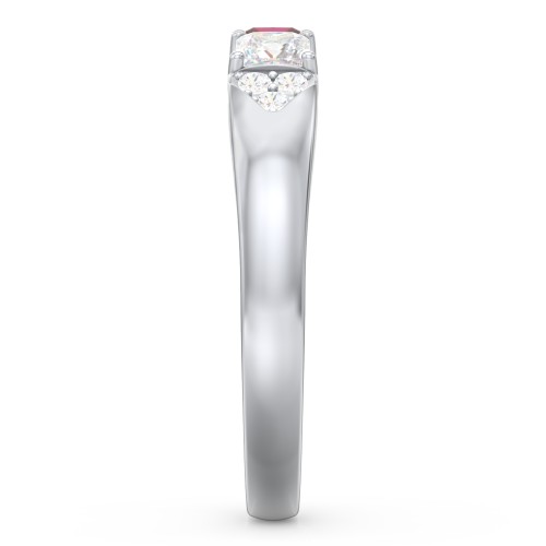 Classic 2-7 Princess Cut Ring with Accents – Sterling Silver with Pink Tourmaline, Ruby, and Cubic Zirconia