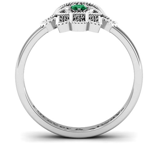 Protection Hamsa Ring – Sterling Silver with Emerald