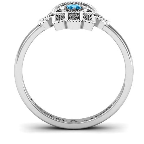 Protection Hamsa Ring – Sterling Silver with Blue Topaz