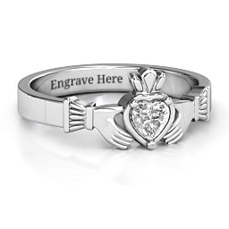 Heart Stone Claddagh Ring
