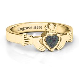 Heart Stone Claddagh Ring