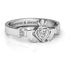 Heart Stone Claddagh Ring