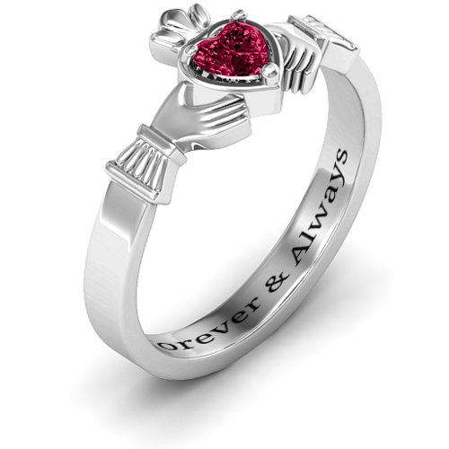 Heart Stone Claddagh Ring