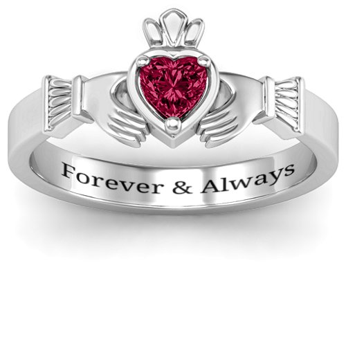 Heart Stone Claddagh Ring