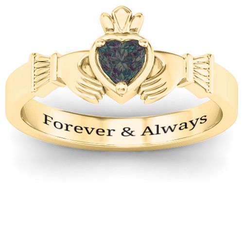Heart Stone Claddagh Ring