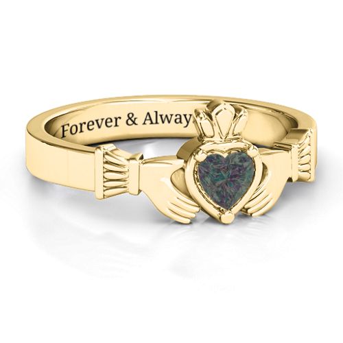 Heart Stone Claddagh Ring