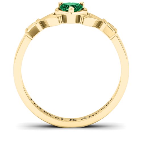 Heart Stone Claddagh Ring – 18K Gold Plated Silver with Emerald