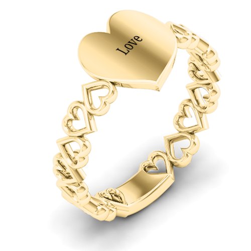 Engravable Cut Out Hearts Ring – 10K Yellow Gold