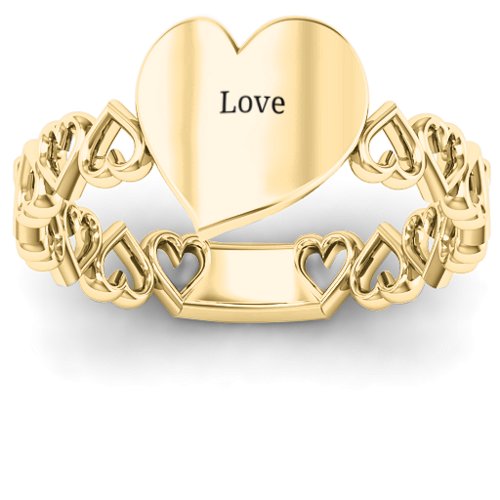 Engravable Cut Out Hearts Ring – 10K Yellow Gold