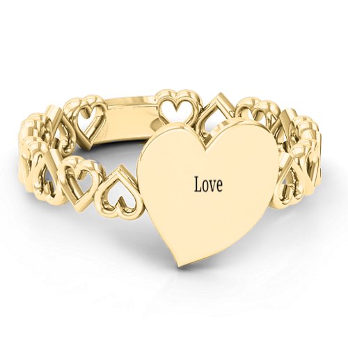 Engravable Cut Out Hearts Ring – 10K Yellow Gold