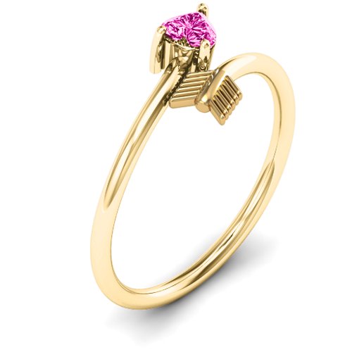 Heart & Arrow Ring – 18K Gold Plated Silver with Pink Tourmaline