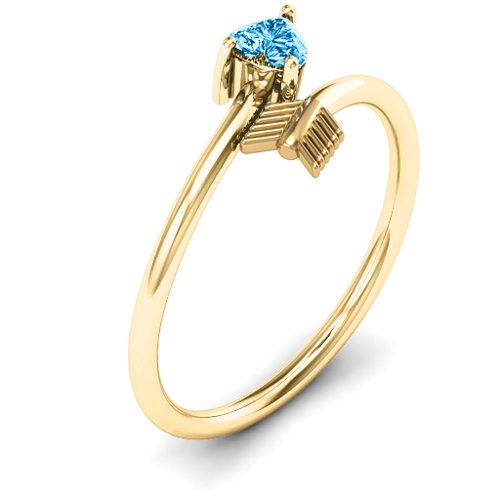 Heart & Arrow Ring – 18K Gold Plated Silver with Blue Topaz