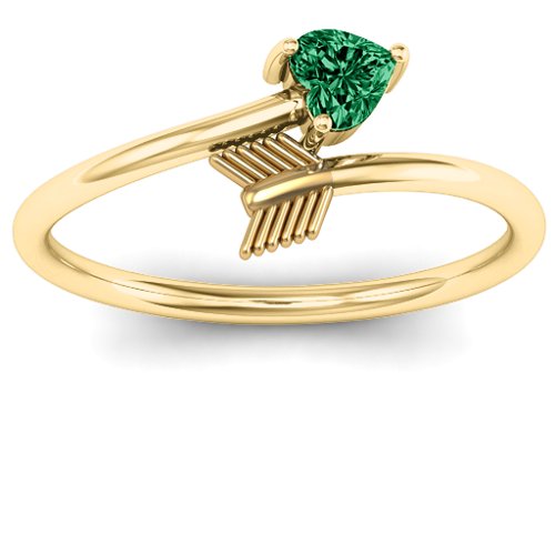 Heart & Arrow Ring – 18K Gold Plated Silver with Emerald