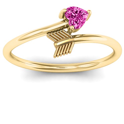 Heart & Arrow Ring – 18K Gold Plated Silver with Pink Tourmaline