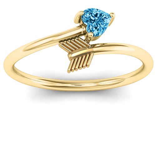 Heart & Arrow Ring – 18K Gold Plated Silver with Blue Topaz