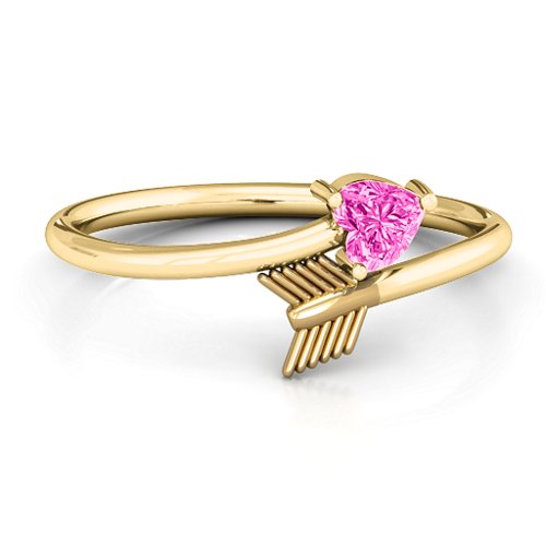 Heart & Arrow Ring – 18K Gold Plated Silver with Pink Tourmaline