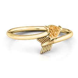 Heart & Arrow Ring in 18K Gold Plated Silver with Citrine and Cubic Zirconia