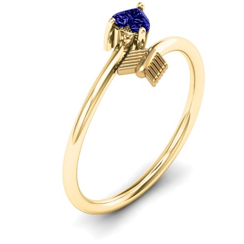 Heart & Arrow Ring – 18K Gold Plated Silver with Blue Sapphire