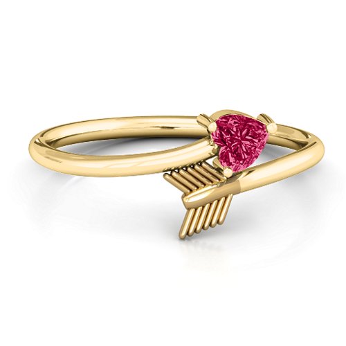 Heart & Arrow Ring – 18K Gold Plated Silver with Ruby