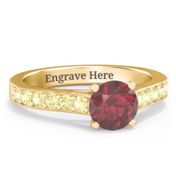 Elegant Duchess Ring with Shoulder Accents in 10K Solid Yellow Gold